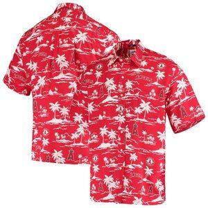Reyn Spooner Men's Los Angeles Angels Vintage Short Sleeve Button-Up Shirt Red